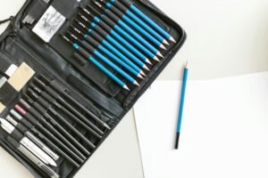 High-quality art supply kit with pencils and sketching tools ideal for artists and students.